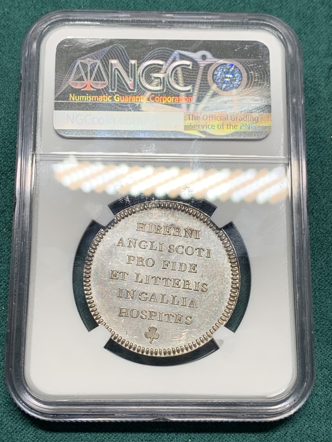 《竞宝斋》第147场-周日，周一 2场 (全场包邮) NGC-MS61 法国 1804年 拿破仑 恢复不列颠学院 纪念银章 背面拉丁文：爱尔兰人、英格兰人、苏格兰人对法国的热情好客归功于宗教和文学。雕刻师Nicolas Marie Gatteaux。少见品种 比较有意义