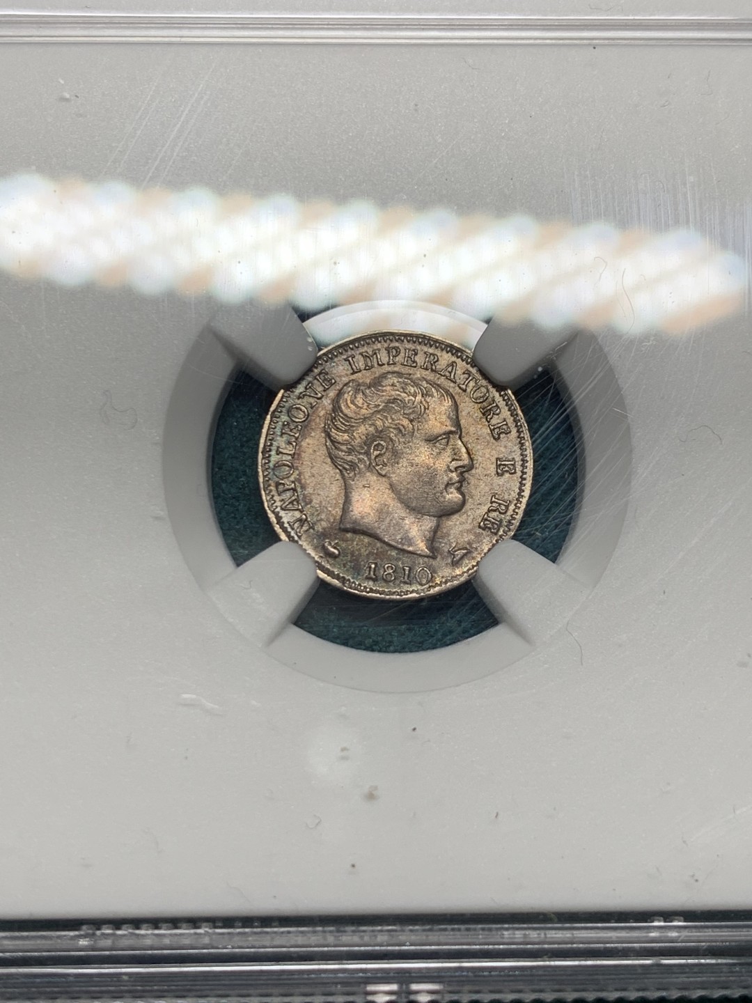 《竞宝斋》第147场-周日，周一 2场 (全场包邮) NGC-MS62 意大利1810-M年 拿破仑一世 5S银币 米兰造 本身就是非常少见的品种 这样的品相就更加难得了