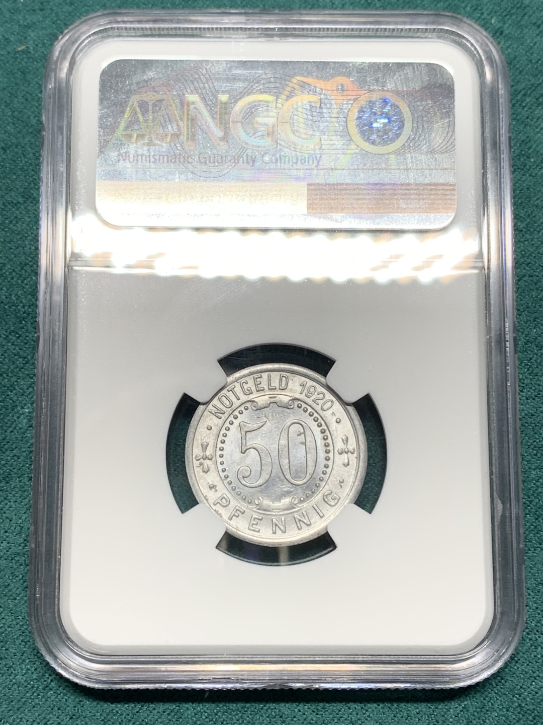 《竞宝斋》第147场-周日，周一 2场 (全场包邮) NGC-MS63 德国 1920/1919年 紧急状态时期门登洞熊  50芬尼 德紧小名誉品 状态非常棒