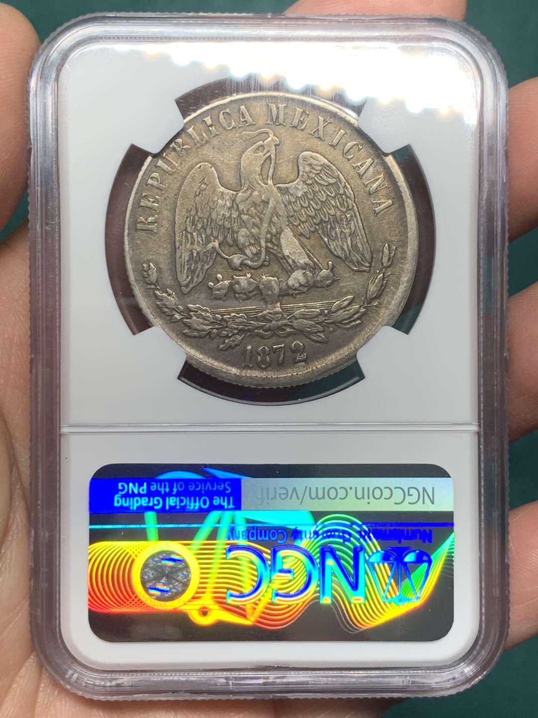 《竞宝斋》第147场-周日，周一 2场 (全场包邮) NGC-XF45墨西哥1872年1比索天枰鹰洋 CH厂原味好状态