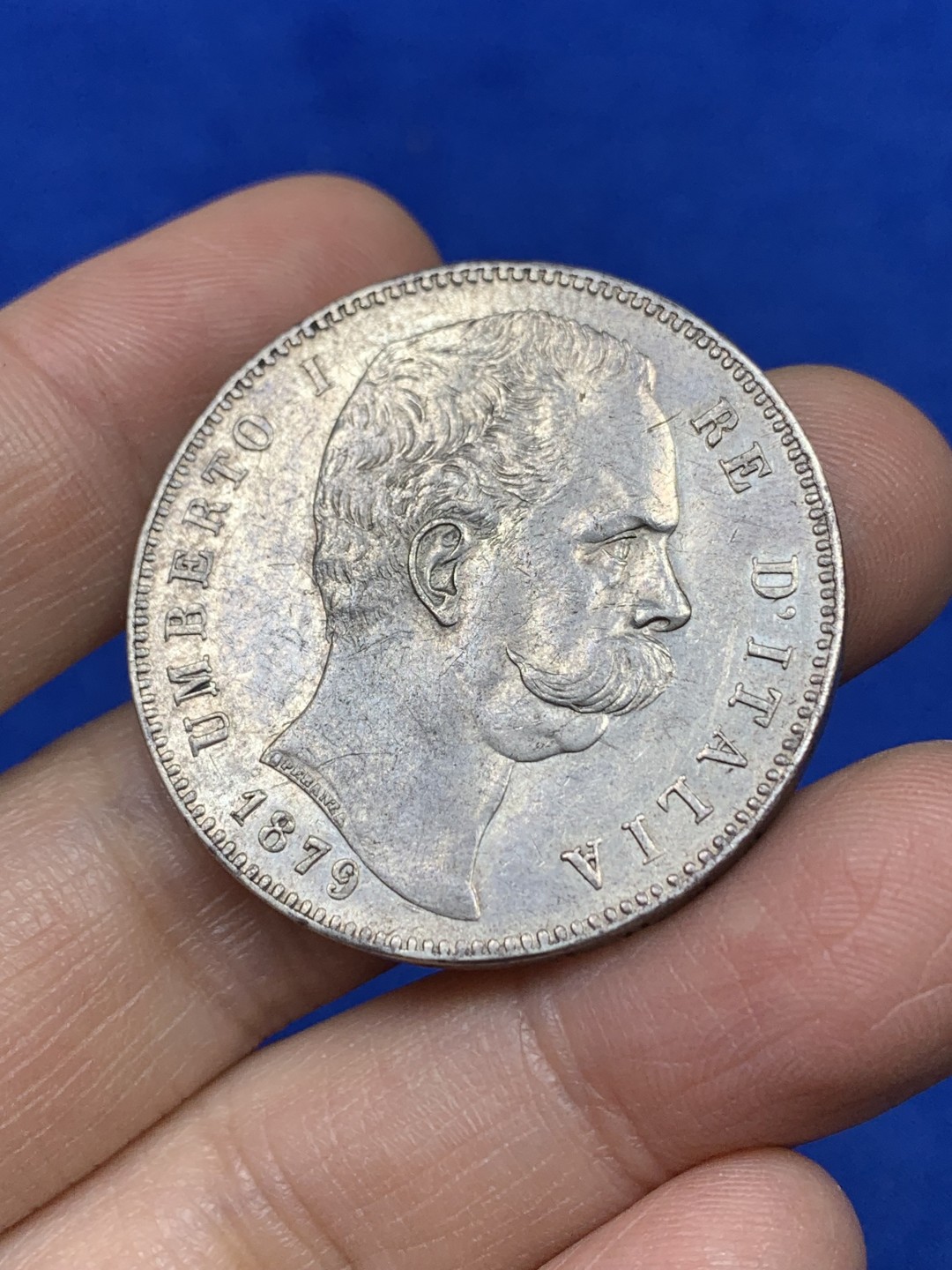 《竞宝斋》第147场-周日，周一 2场 (全场包邮) 意大利 1879年 翁贝托 5里拉银币 细节很好