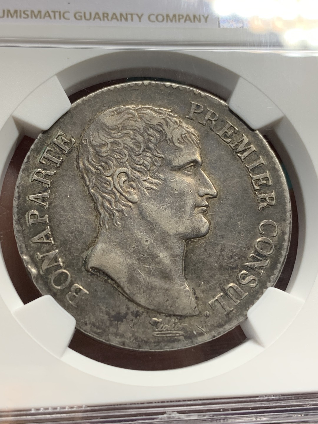 《竞宝斋》第147场-周日，周一 2场 (全场包邮) NGC XF45 法国 AN 12A 无纪年拿一5法郎 银币 少见凯撒头 原味状态 45分中规中矩