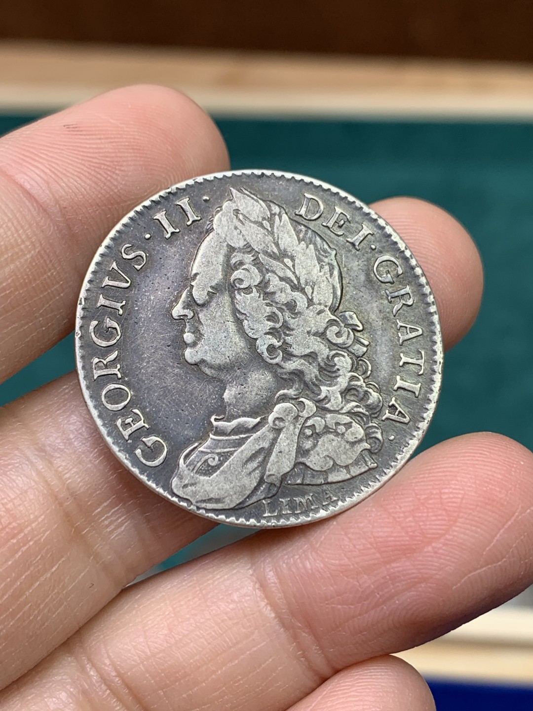 《竞宝斋》第147场-周日，周一 2场 (全场包邮) 英国 1746年 水泡眼 乔治二世 半克朗 银币 LIMA 版本 铸币材料源自利马海战缴获的白银 铸造