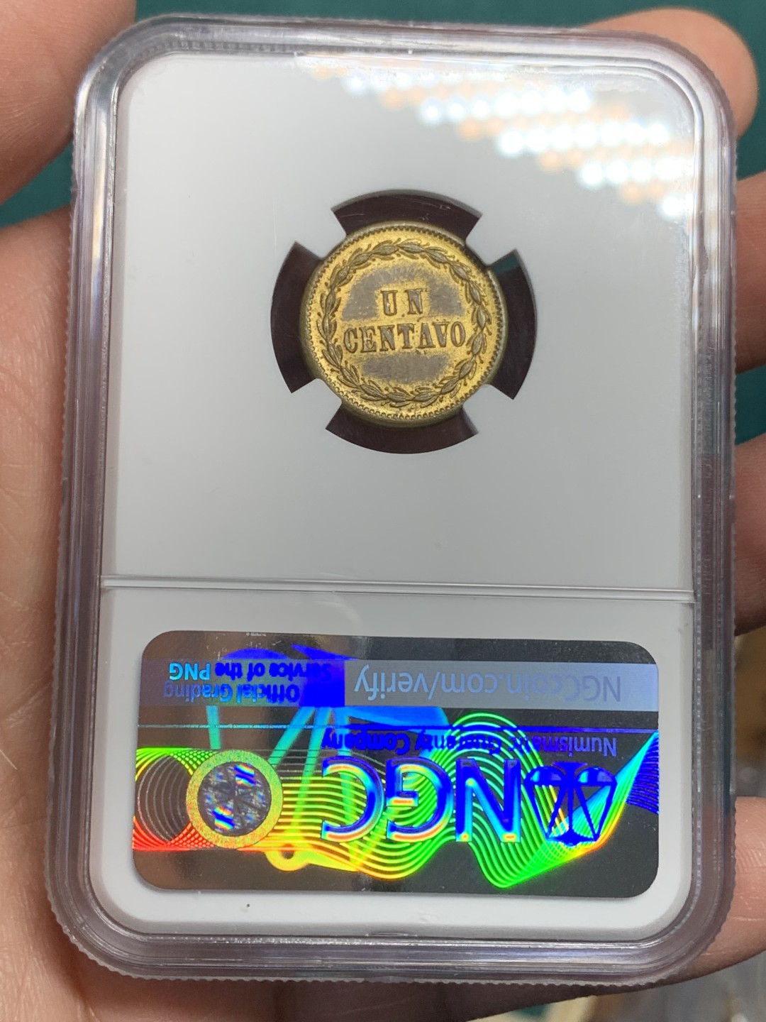 《竞宝斋》第147场-周日，周一 2场 (全场包邮) NGC MS62多米尼加1877年1分铜币，非常的厚，南美大热区域多米早期铜币上MS的不多