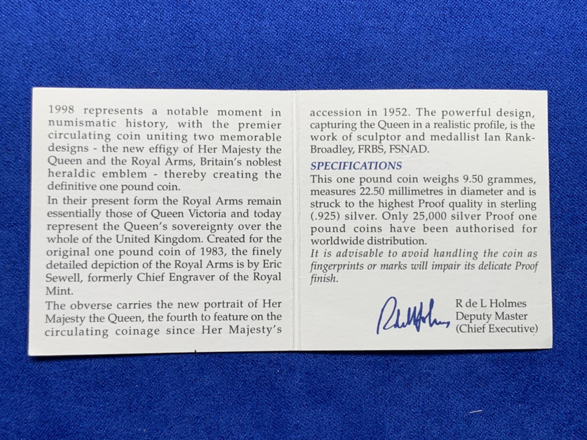 《竞宝斋》第147场-周日，周一 2场 (全场包邮) 1998年 英国精制 1英镑银币 直径不大 特厚