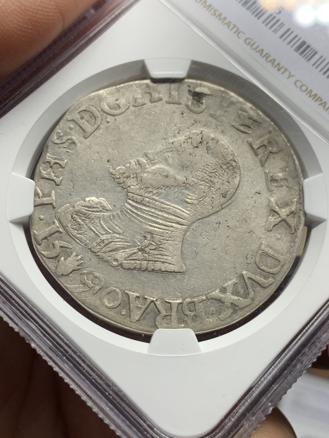 《竞宝斋》第147场-周日，周一 2场 (全场包邮) 亚军 NGC-VF30 西属尼德兰 1590年菲利普二世 1杜卡特大银币 罕见品种 这东西能找到一个有分的就已经是缘分了