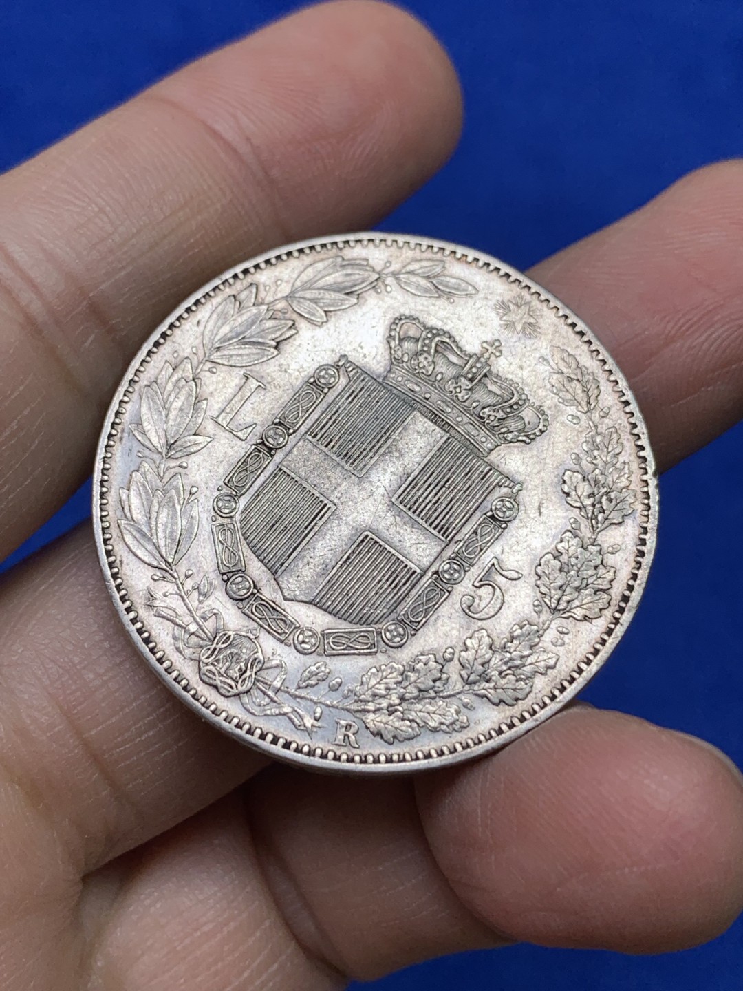 《竞宝斋》第147场-周日，周一 2场 (全场包邮) 意大利 1879年 翁贝托 5里拉银币 细节很好