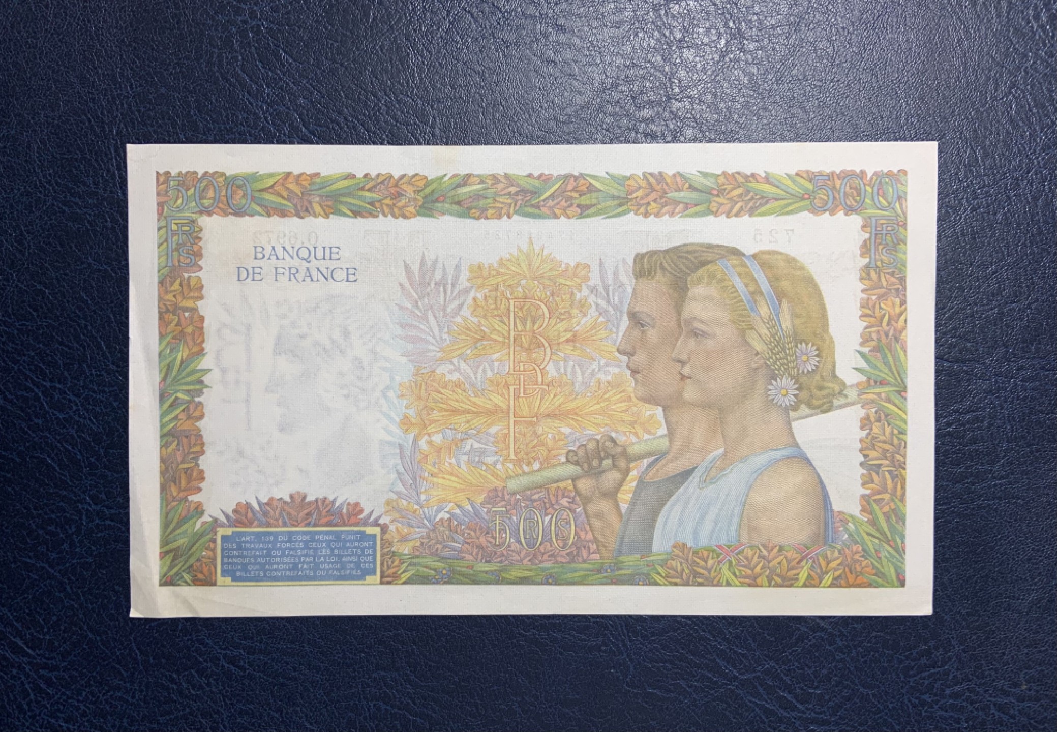 收藏联盟Quantum Auction 第243期拍卖 已更新 法国1942年500法郎 品相UNC- 大票幅 丰收女神