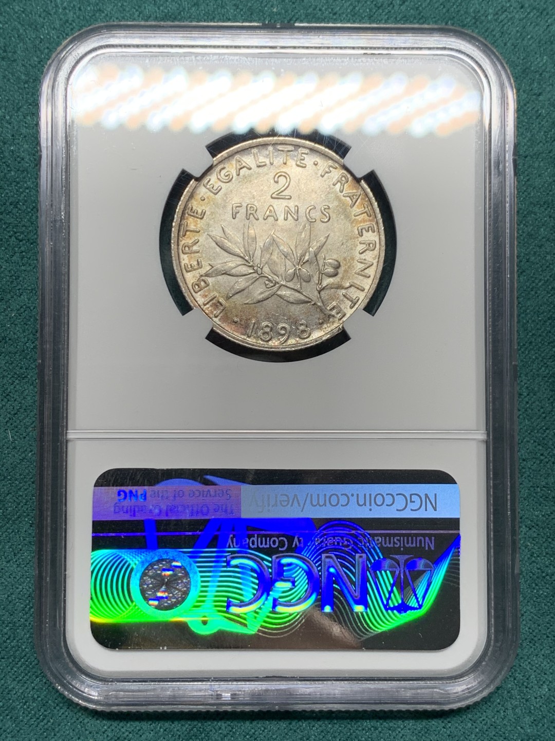 《竞宝斋》第147场-周日，周一 2场 (全场包邮) NGC-MS61 法国1898年 播种女神 早期年份2法郎银币 早期好品稀少