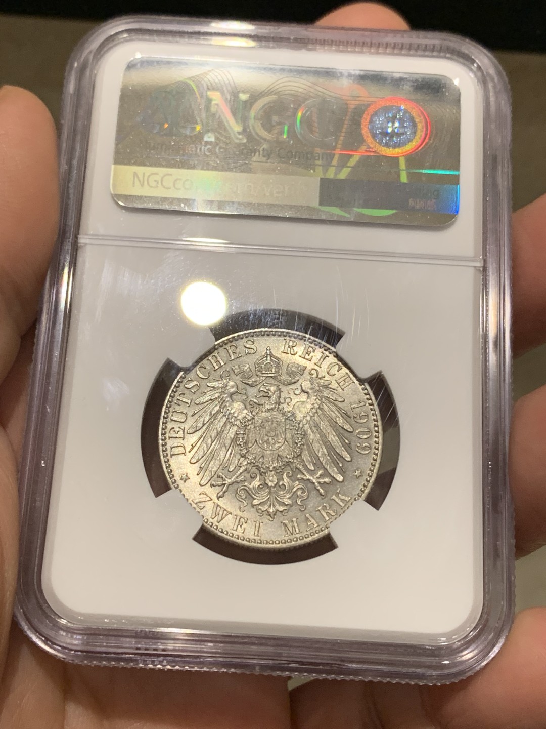 《竞宝斋》第147场-周日，周一 2场 (全场包邮) NGC-MS64 德国1909年 莱比锡大学2马克银币 顶级好品