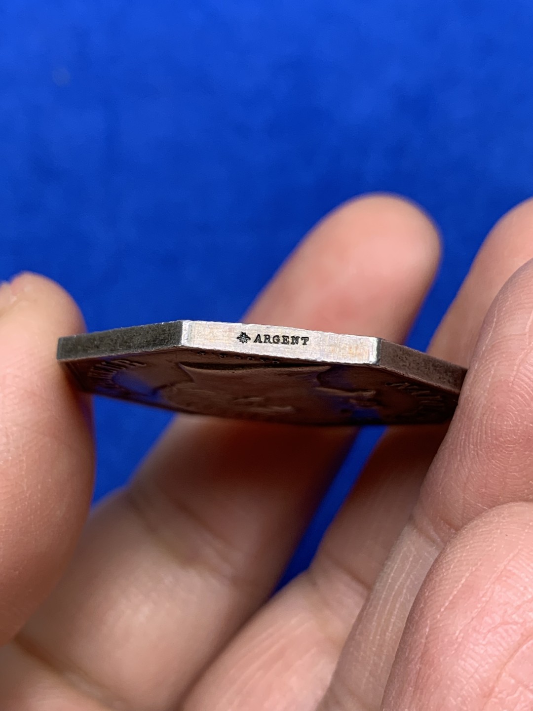 《竞宝斋》第147场-周日，周一 2场 (全场包邮) 法国 1860-1879 拿三像 凡尔赛公证处 八角银质代币 蜜蜂边铭 银标 34.7mm 19.1克