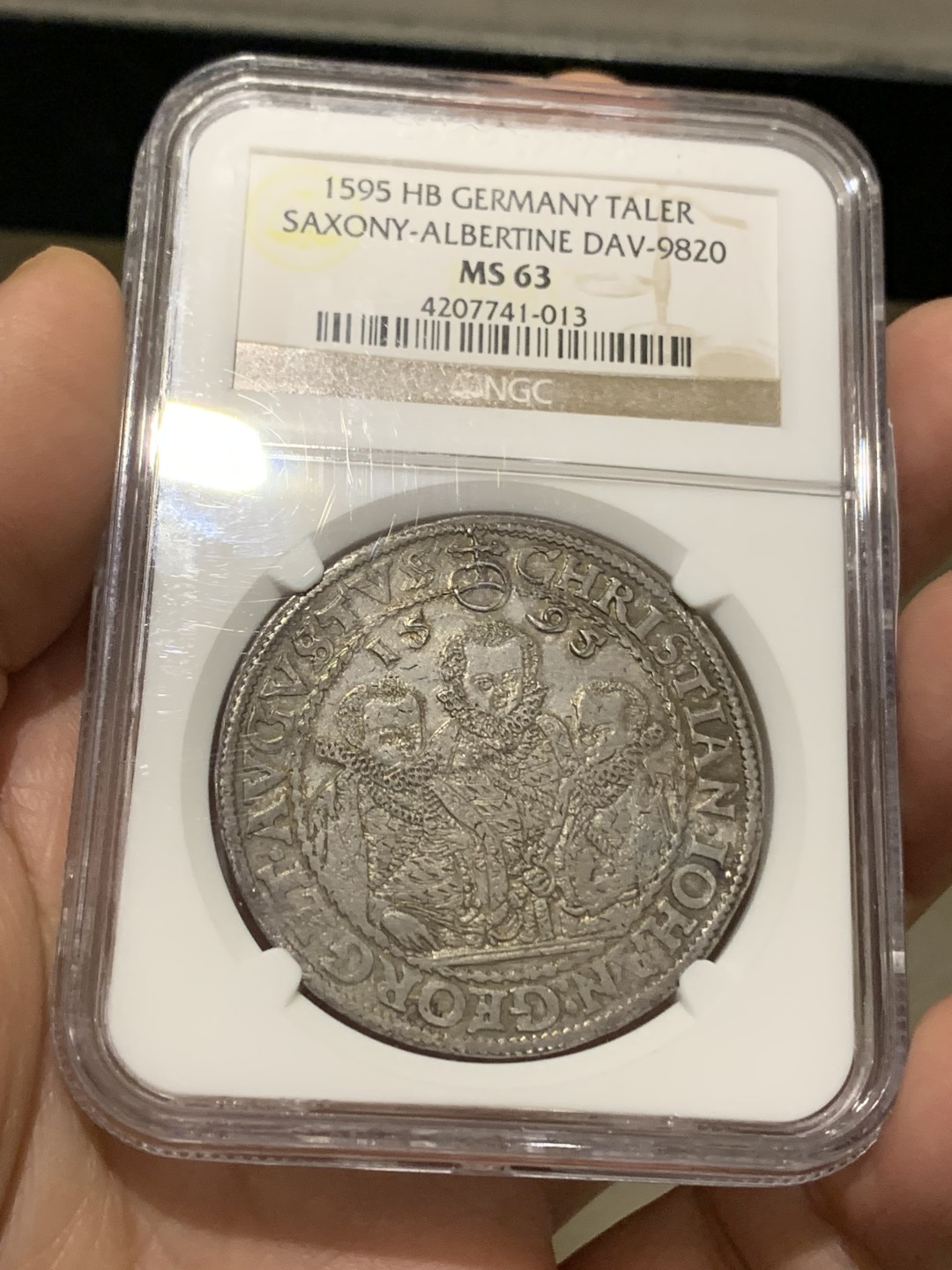 《竞宝斋》第147场-周日，周一 2场 (全场包邮) 亚军分！NGC MS63 德国 1595年 萨克森 3兄弟 泰勒 400多年的原光状态 实在难得 所见最好