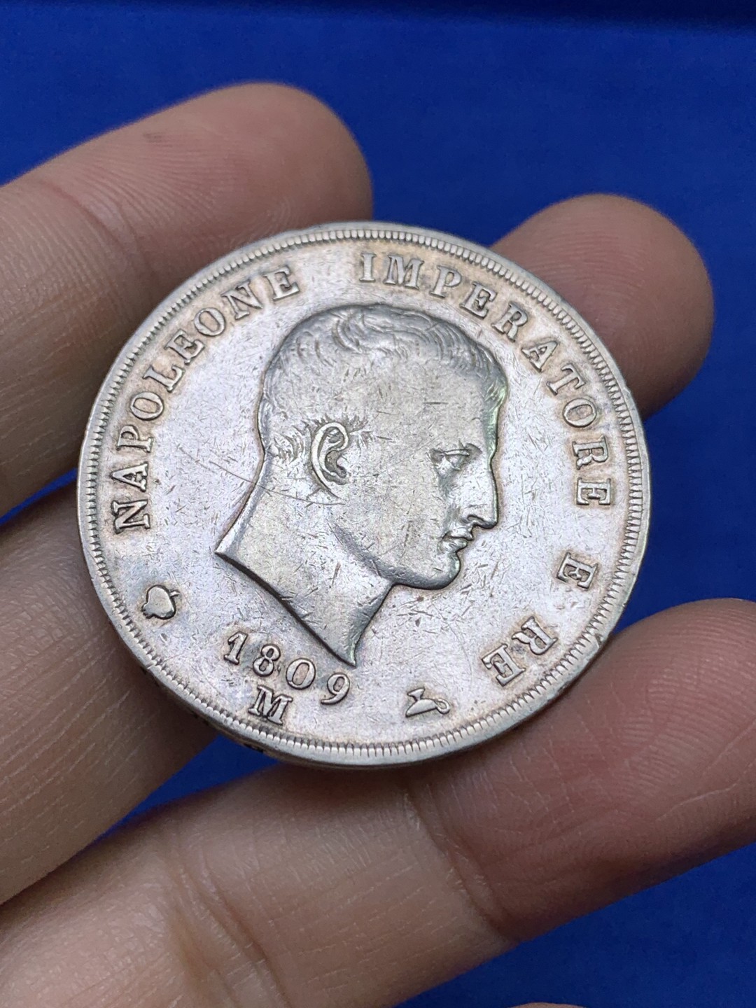 《竞宝斋》第147场-周日，周一 2场 (全场包邮) 法占意大利1809年拿破仑5里拉银币 稀少品种