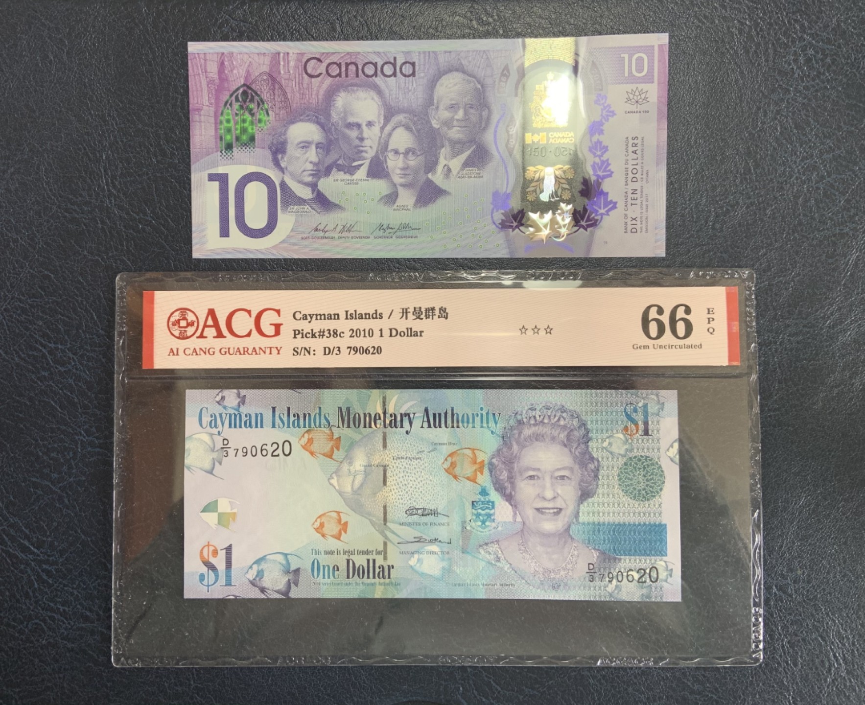 收藏联盟Quantum Auction 第243期拍卖 已更新 加拿大2017年10元联邦成立150周年纪念钞&开曼岛2010年1元 品相全新UNC ACG66