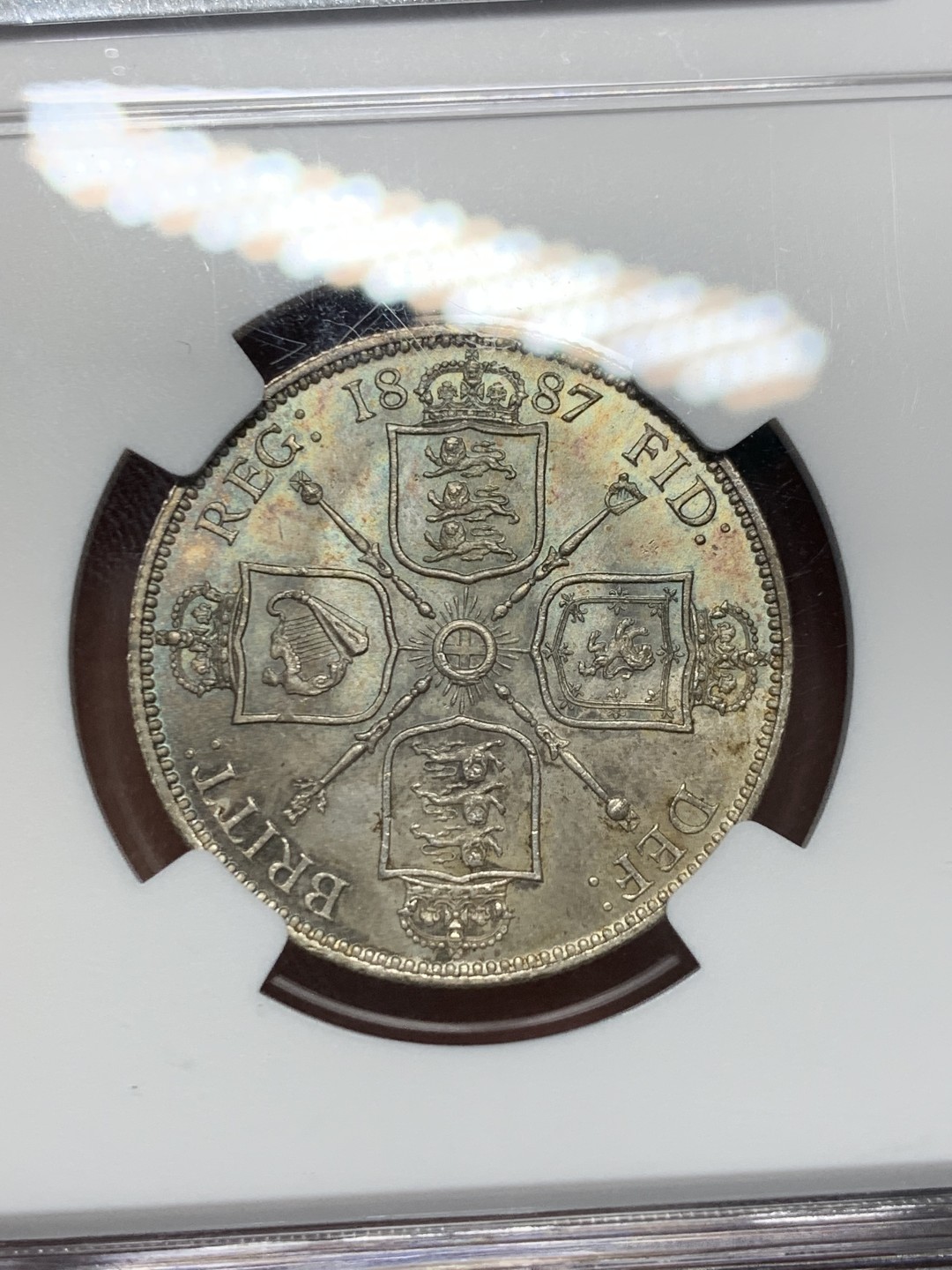 《竞宝斋》第147场-周日，周一 2场 (全场包邮) NGC-MS64 英国 1887年维多利亚2先令弗洛林银币 BU状态