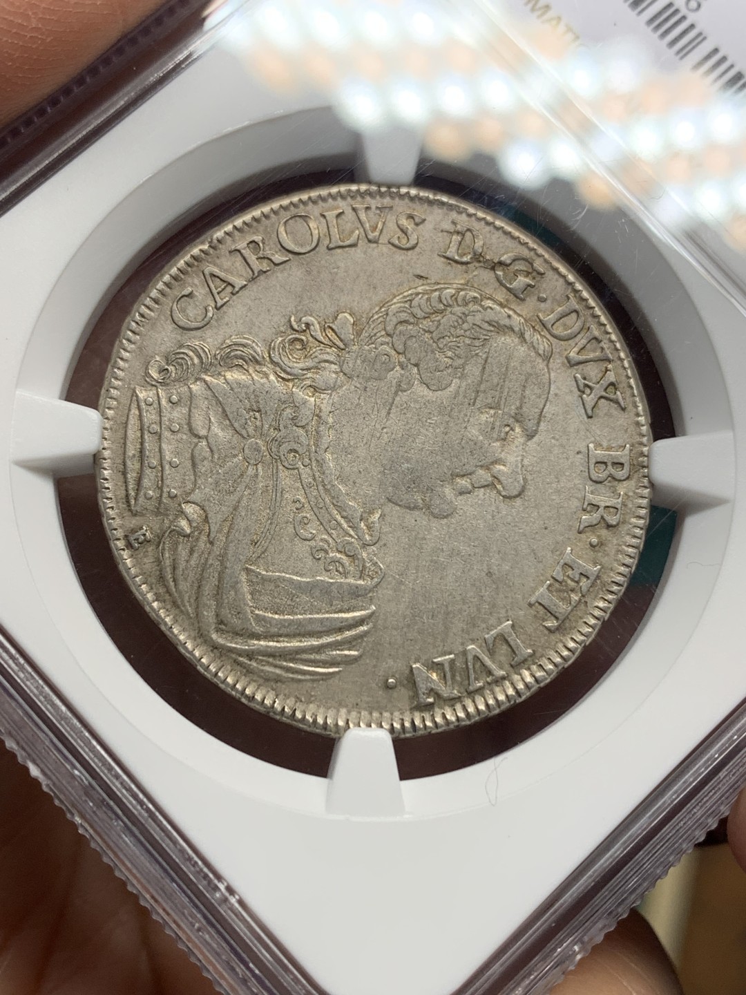 《竞宝斋》第147场-周日，周一 2场 (全场包邮) NGC-AU55第三名 德国布伦瑞克1765年奔马2/3泰勒银币