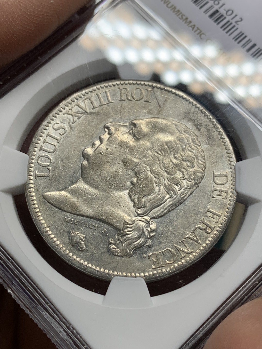 《竞宝斋》第147场-周日，周一 2场 (全场包邮) NGC XF45 法国 1820年 巴黎造币厂 路易十八 5法郎银币 细节好带底光