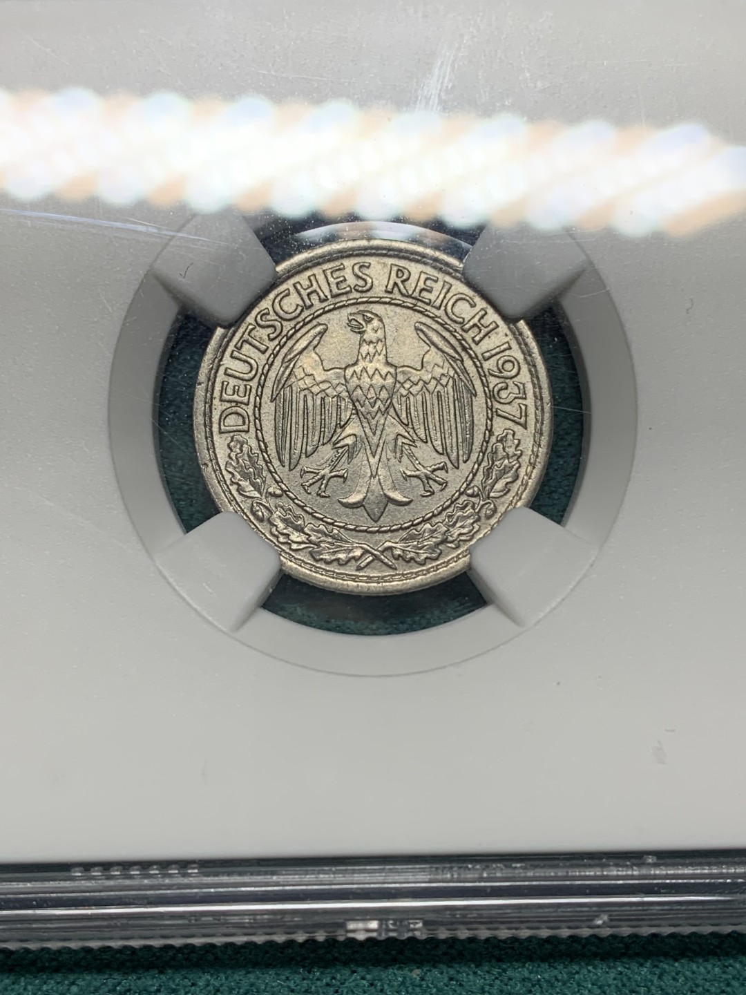 《竞宝斋》第147场-周日，周一 2场 (全场包邮) NGC-MS64 魏玛德国1937年50芬尼镍币，与坦克币等值流通