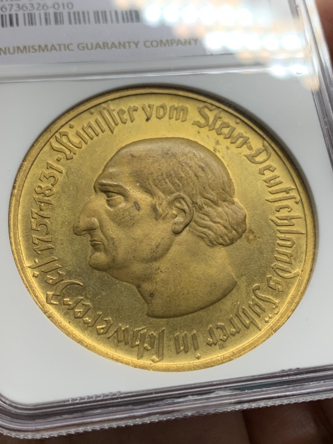 《竞宝斋》第147场-周日，周一 2场 (全场包邮) NGC-MS64 德国1923年 紧急状态时期威斯特伐利亚大马币  10000马克 德紧币中的名誉品状态一流