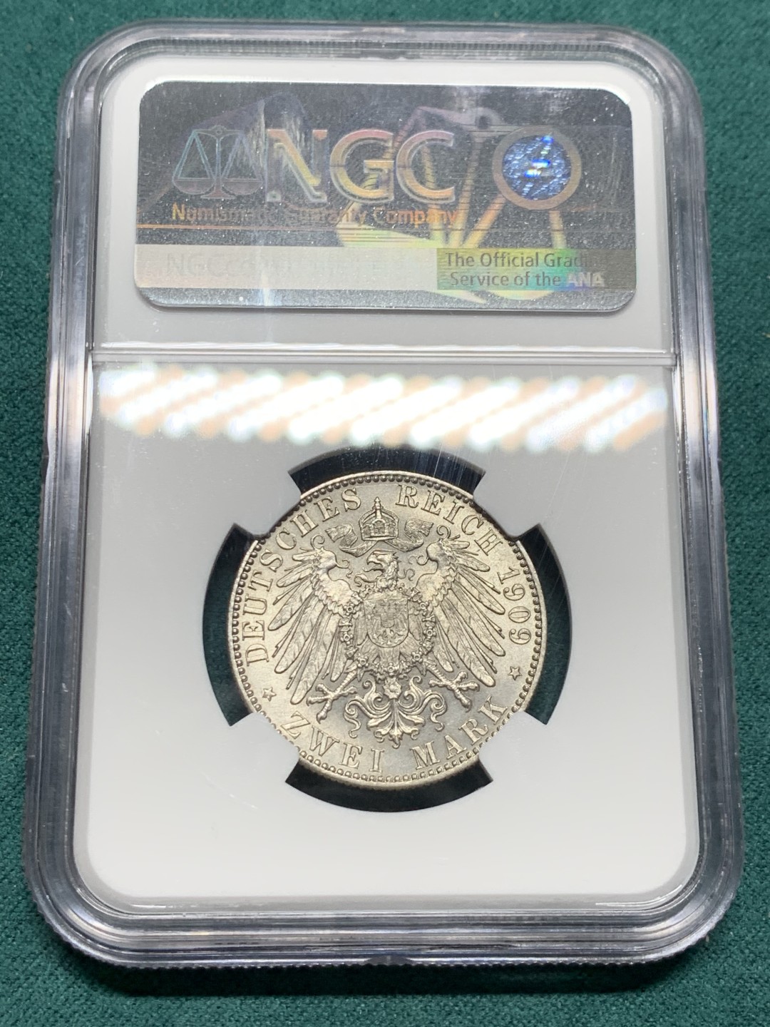 《竞宝斋》第147场-周日，周一 2场 (全场包邮) NGC-MS64 德国1909年 莱比锡大学2马克银币 顶级好品