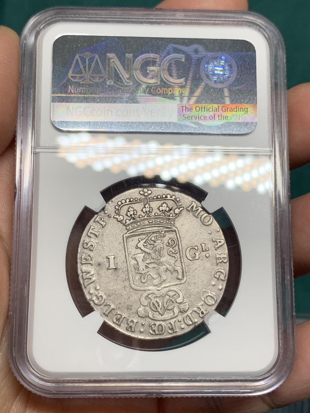 《竞宝斋》第147场-周日，周一 2场 (全场包邮) NGC-XFD 1786年荷兰东印度公司1盾银币 西弗里斯兰产，少见的VOC版