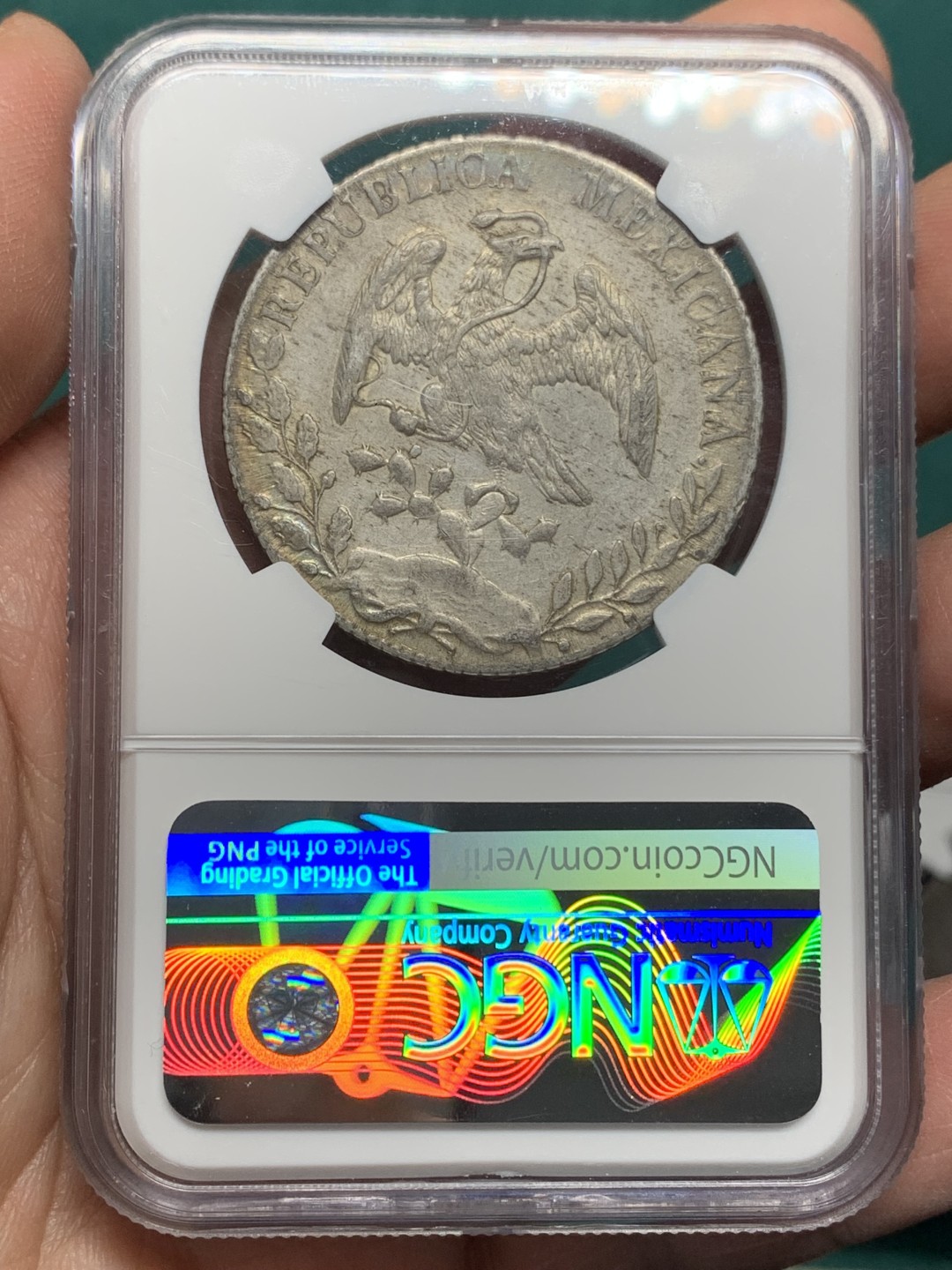 《竞宝斋》第147场-周日，周一 2场 (全场包邮) NGC AU 墨西哥 1893年 CA MM版 鹰洋 大银币 包浆自然 没有看出清洗的痕迹