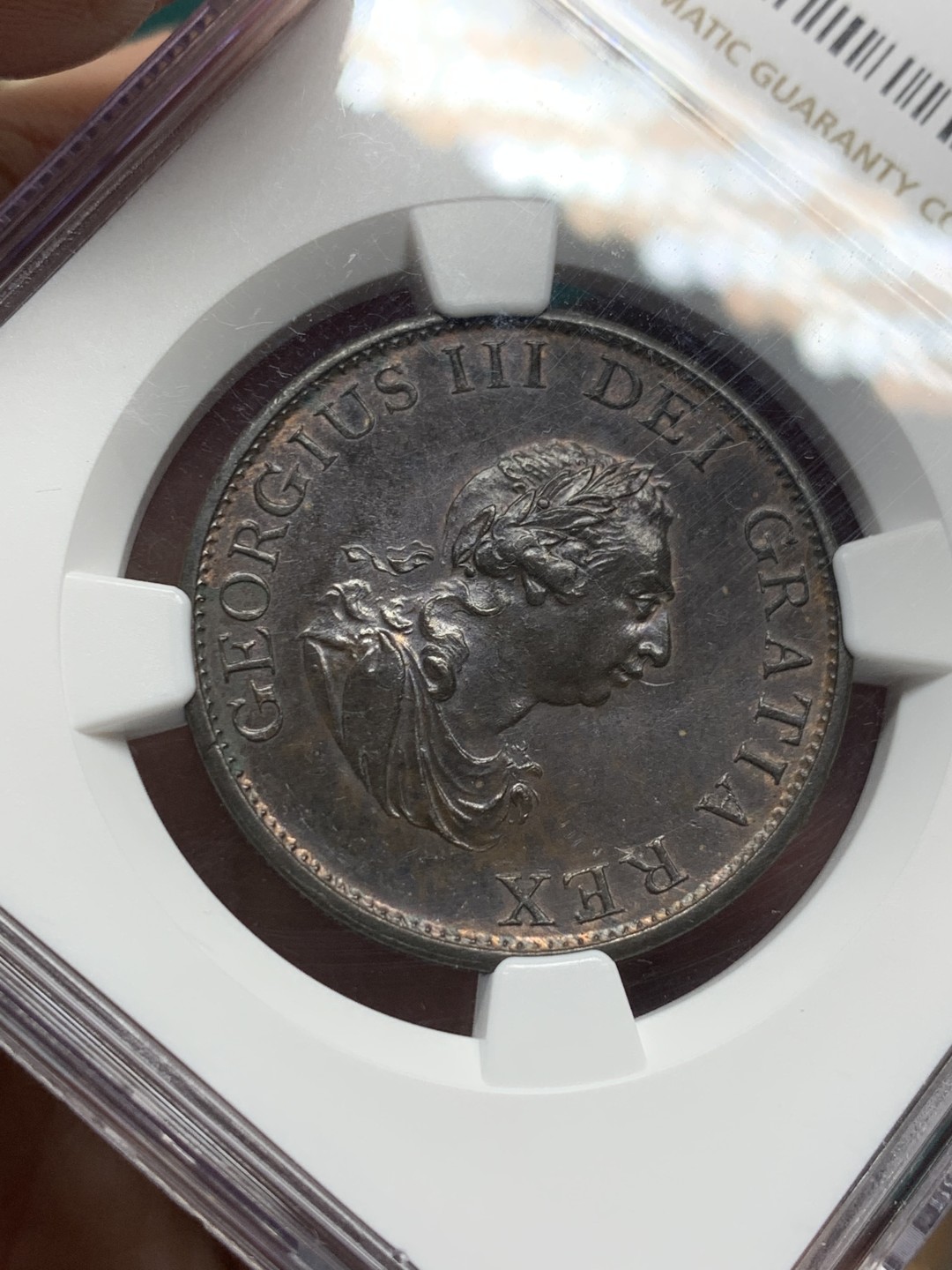 《竞宝斋》第147场-周日，周一 2场 (全场包邮) NGC MS63BN 英国1799 乔三1/2便士 铜币 高分难得