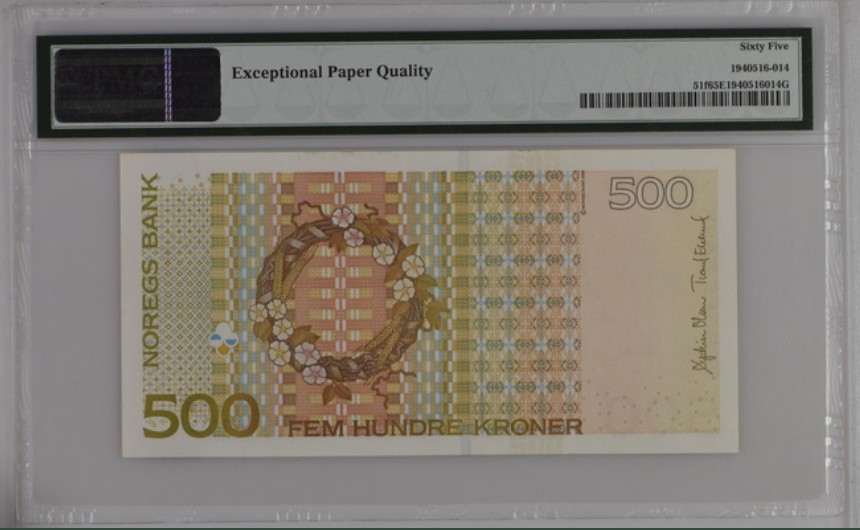 收藏联盟Quantum Auction 第244期拍卖  挪威2012年500克朗 PMG65
