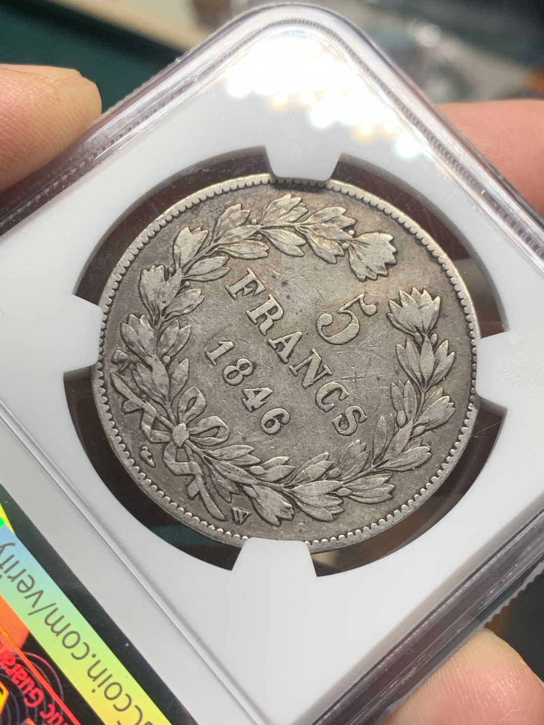 《竞宝斋》第147场-周日，周一 2场 (全场包邮) NGC XF 法国 1846年 菲利普 5法郎银币 流通品质