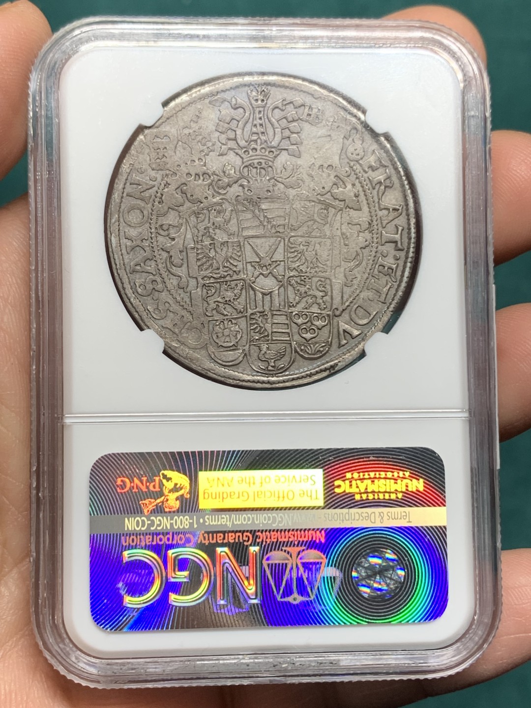 《竞宝斋》第147场-周日，周一 2场 (全场包邮) 亚军分！NGC MS63 德国 1595年 萨克森 3兄弟 泰勒 400多年的原光状态 实在难得 所见最好