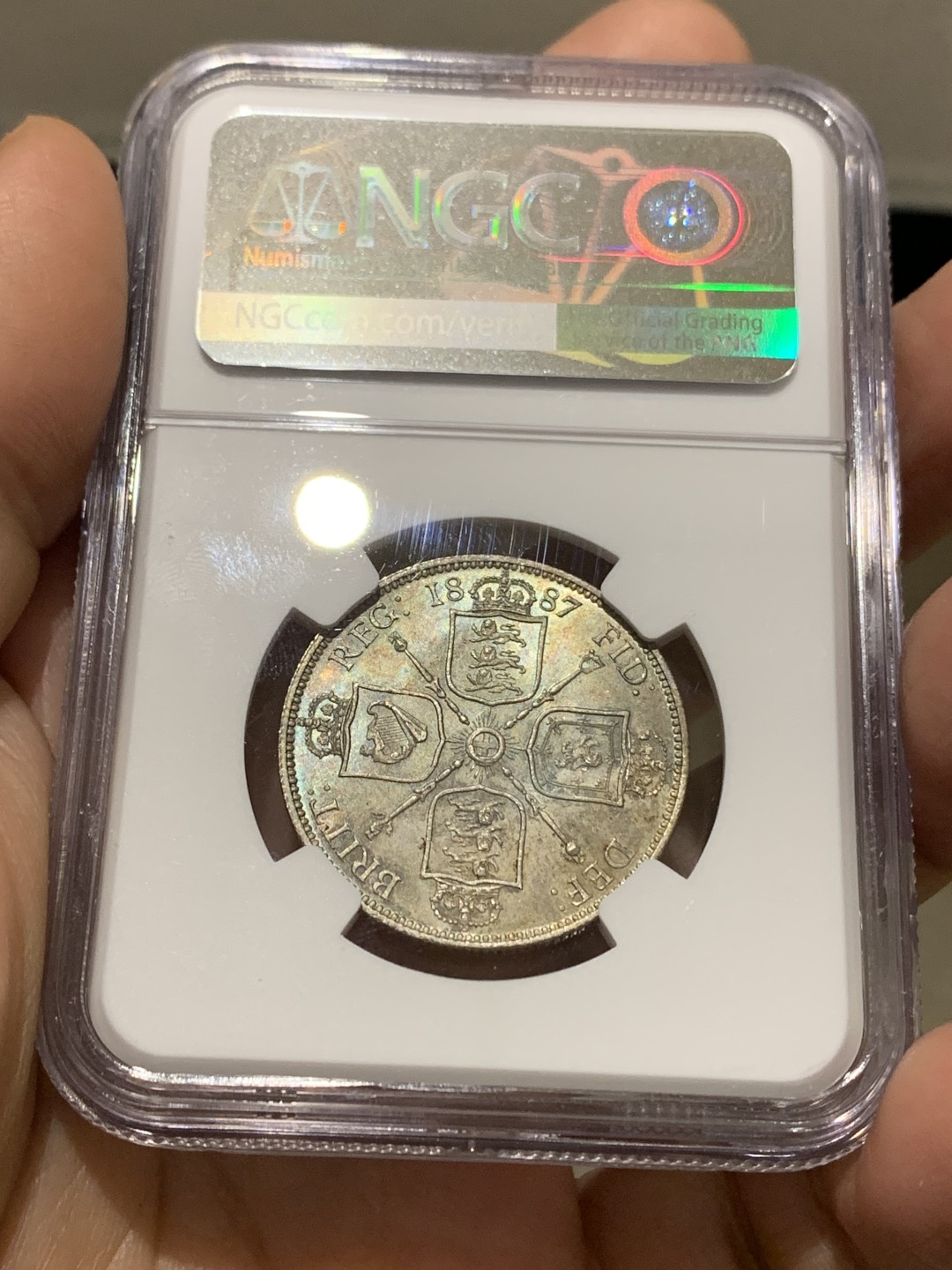 《竞宝斋》第147场-周日，周一 2场 (全场包邮) NGC-MS64 英国 1887年维多利亚2先令弗洛林银币 BU状态