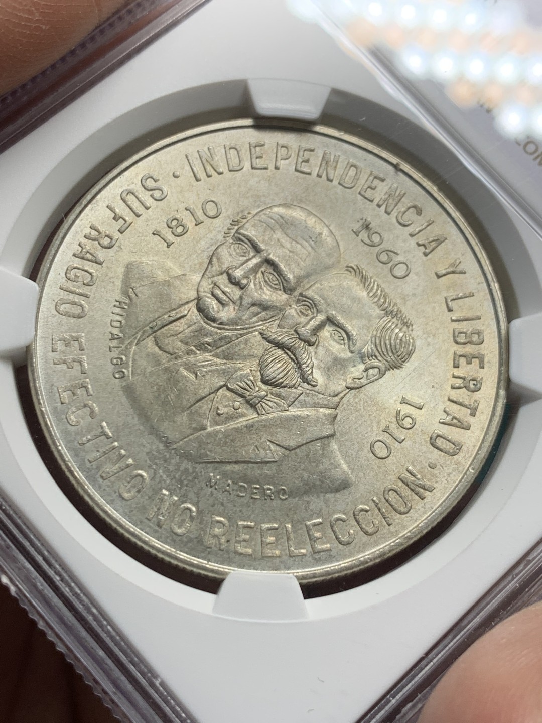 《竞宝斋》第147场-周日，周一 2场 (全场包邮) NGC MS65 1960墨西哥独立周年银币 高分大银币 900高银