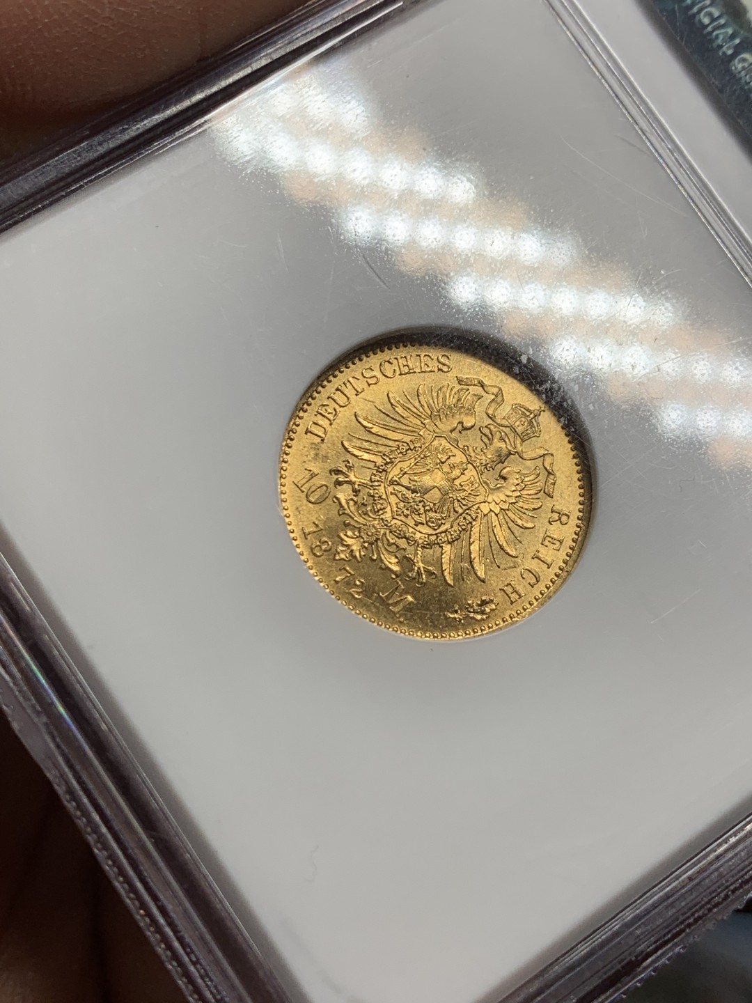 《竞宝斋》第147场-周日，周一 2场 (全场包邮) NGC-MS67 1872A德国普鲁士10马克金币，超高分