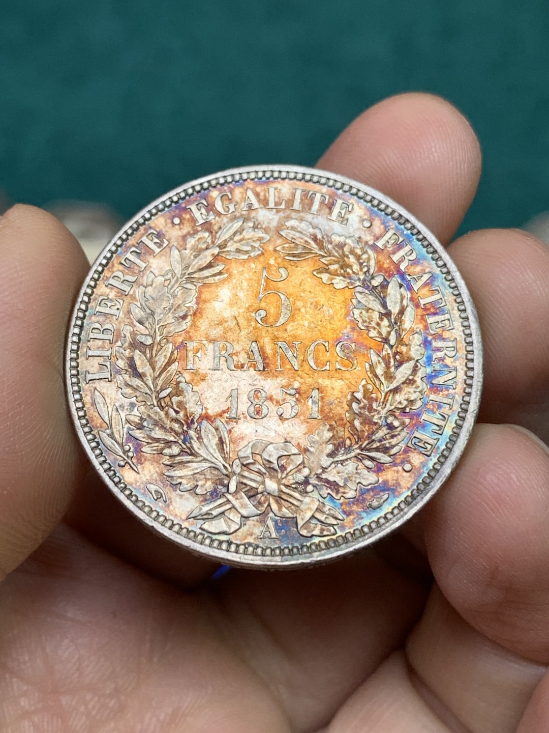 《竞宝斋》第147场-周日，周一 2场 (全场包邮) 法国 1851年 谷物女神 5法郎银币 包浆漂亮 品相极好