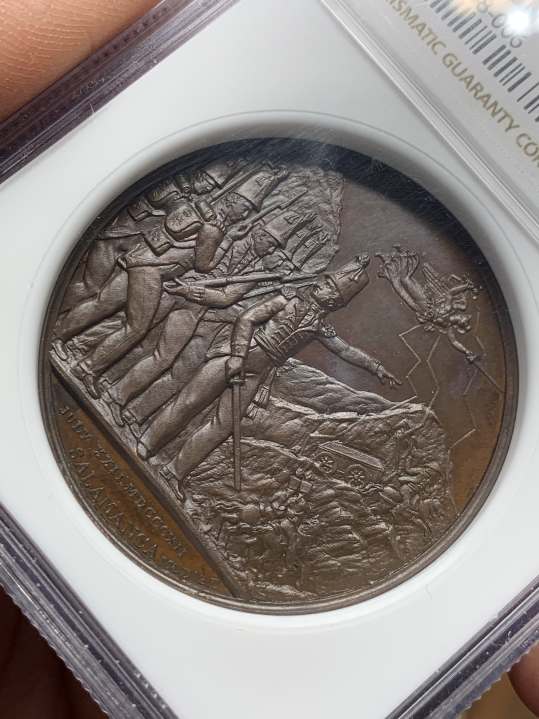 《竞宝斋》第147场-周日，周一 2场 (全场包邮) NGC MS65BN 1820年萨拉曼卡会战铜章，拿破仑战争题材中极为出彩的一枚，品相分数一步到位