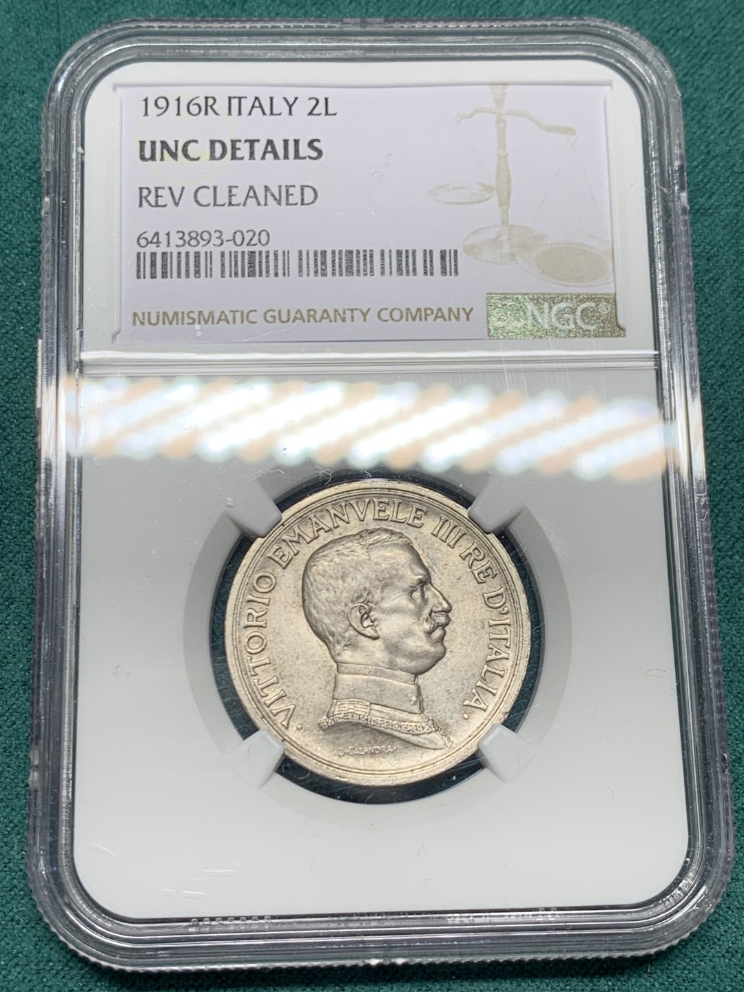 《竞宝斋》第147场-周日，周一 2场 (全场包邮) NGC-UNC 意大利1916年 胜利马车2里拉 银币 原光好品