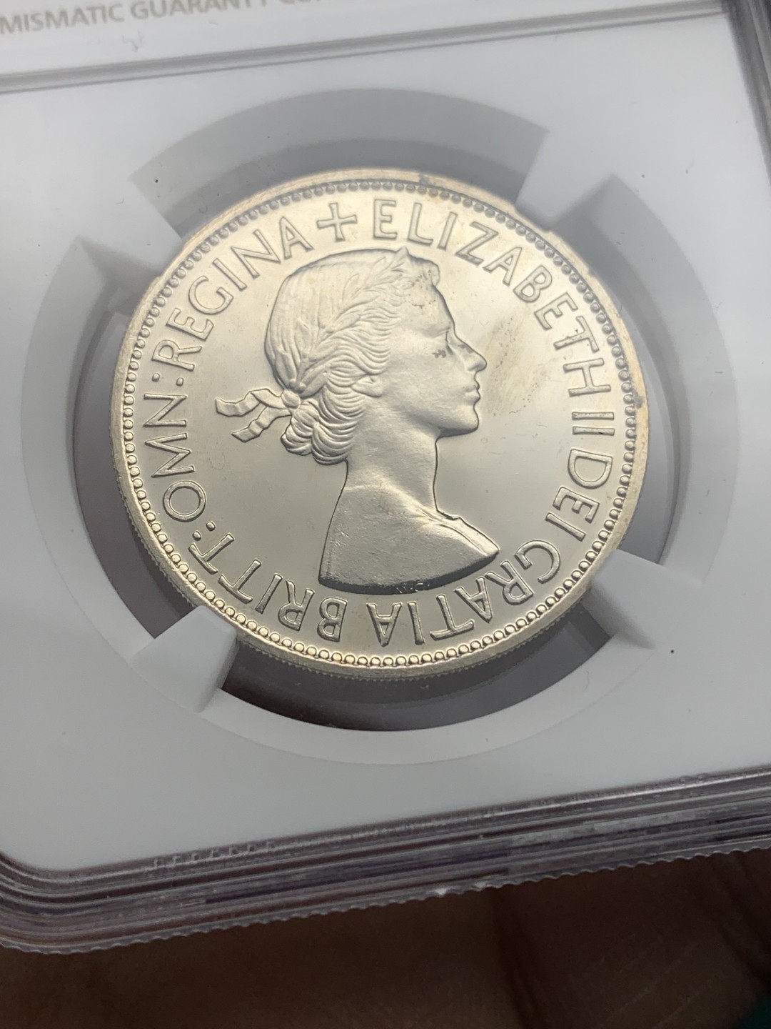 《竞宝斋》第147场-周日，周一 2场 (全场包邮) NGC-PF64 1953年英国伊丽莎白二世加冕首年精制半克朗