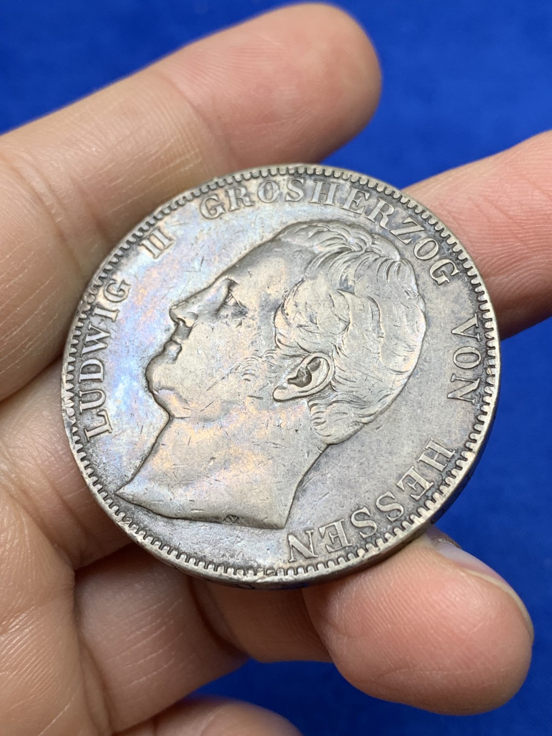 《竞宝斋》第147场-周日，周一 2场 (全场包邮) 德国 1841年 黑森达姆施塔特 路德维希二世2泰勒 37克大银币