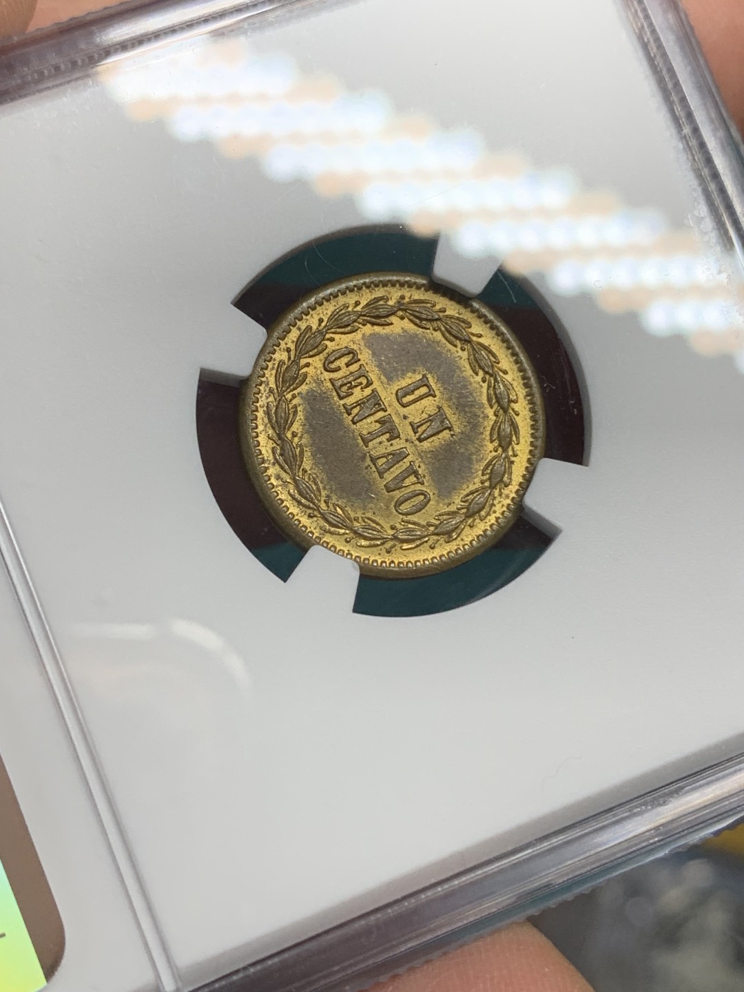 《竞宝斋》第147场-周日，周一 2场 (全场包邮) NGC MS62多米尼加1877年1分铜币，非常的厚，南美大热区域多米早期铜币上MS的不多