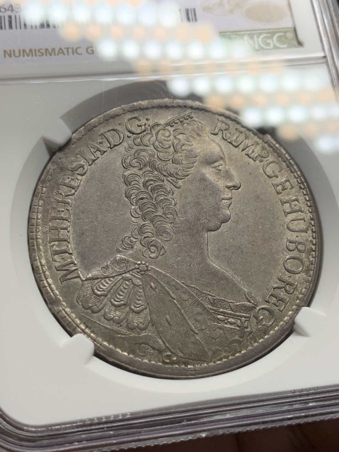 《竞宝斋》第147场-周日，周一 2场 (全场包邮) 亚军分 NGC 1765年MS61 奥地利 原铸大奶妈1泰勒银币，（金茨堡）布尔高厂铸造，打制良好无减重痕