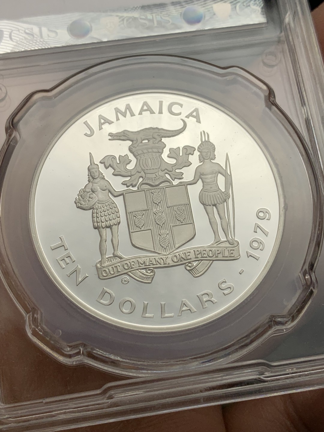 《竞宝斋》第147场-周日，周一 2场 (全场包邮) 信泰PF70UC 1979年牙买加儿童年银币 22.4克 925银