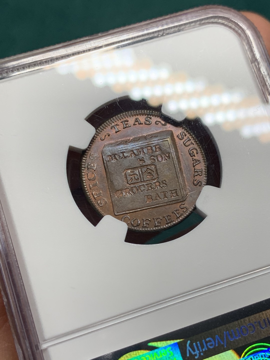 《竞宝斋》第147场-周日，周一 2场 (全场包邮) NGC MS66 英国巴斯 1794年 1法新代用币 非常少见的汉语元素，少见RB状态，唯一冠军分