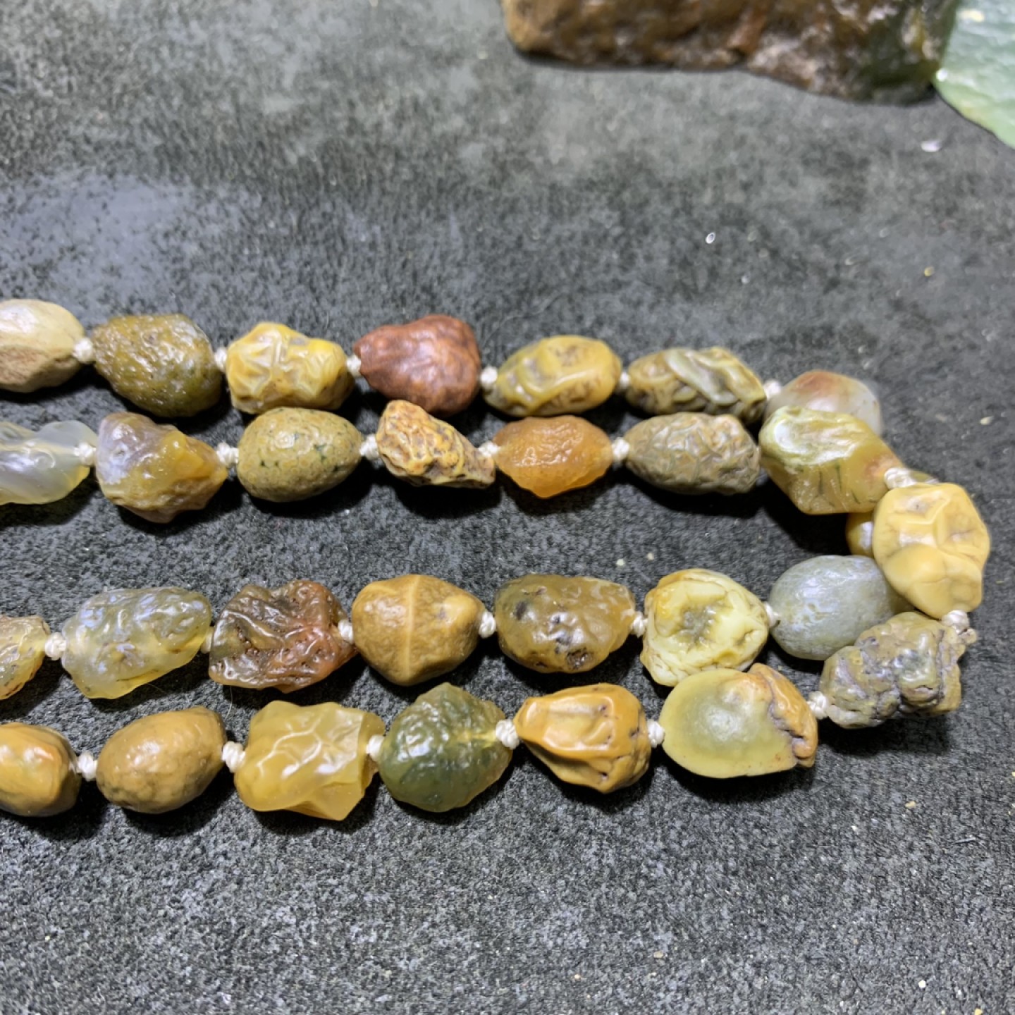 精美阿拉善筋脉玛瑙大颗粒原石108项链一条，