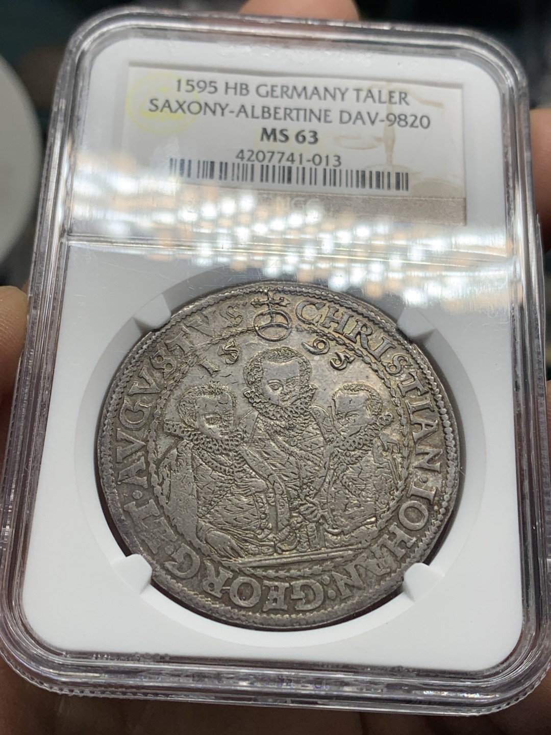 《竞宝斋》第147场-周日，周一 2场 (全场包邮) 亚军分！NGC MS63 德国 1595年 萨克森 3兄弟 泰勒 400多年的原光状态 实在难得 所见最好