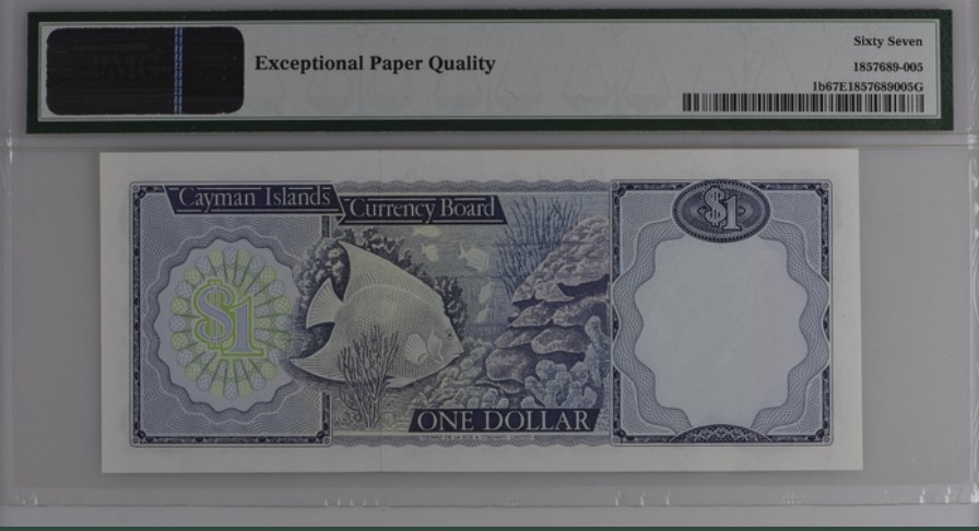 收藏联盟Quantum Auction 第244期拍卖  开曼群岛1971年1元 PMG66 首张纸币 1971稀少年份