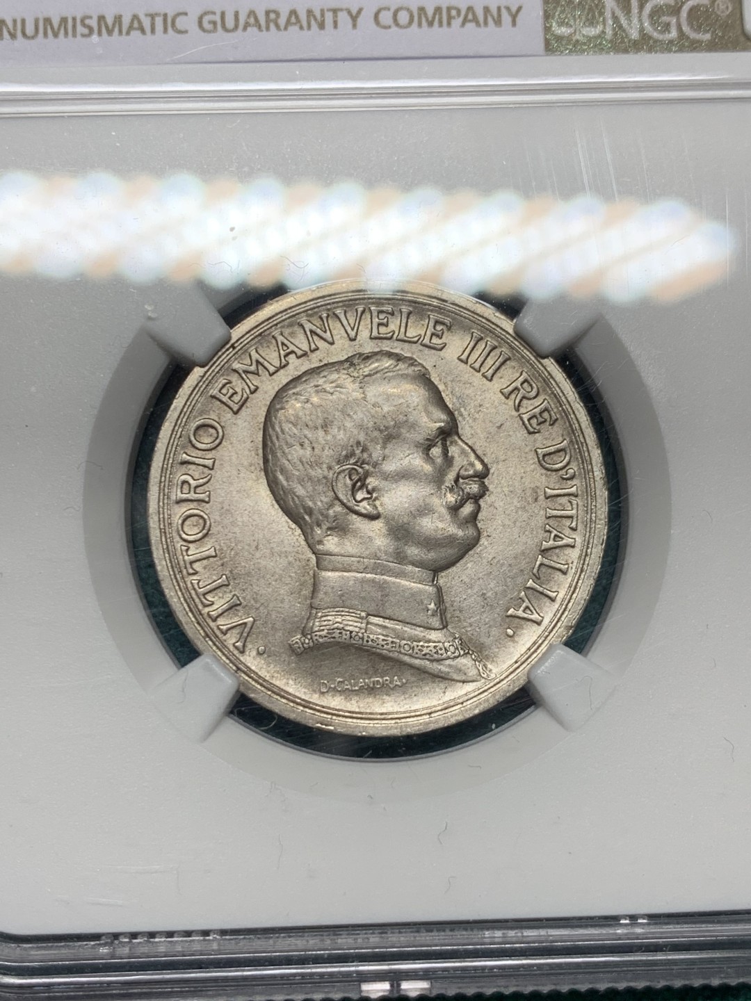 《竞宝斋》第147场-周日，周一 2场 (全场包邮) NGC-UNC 意大利1916年 胜利马车2里拉 银币 原光好品