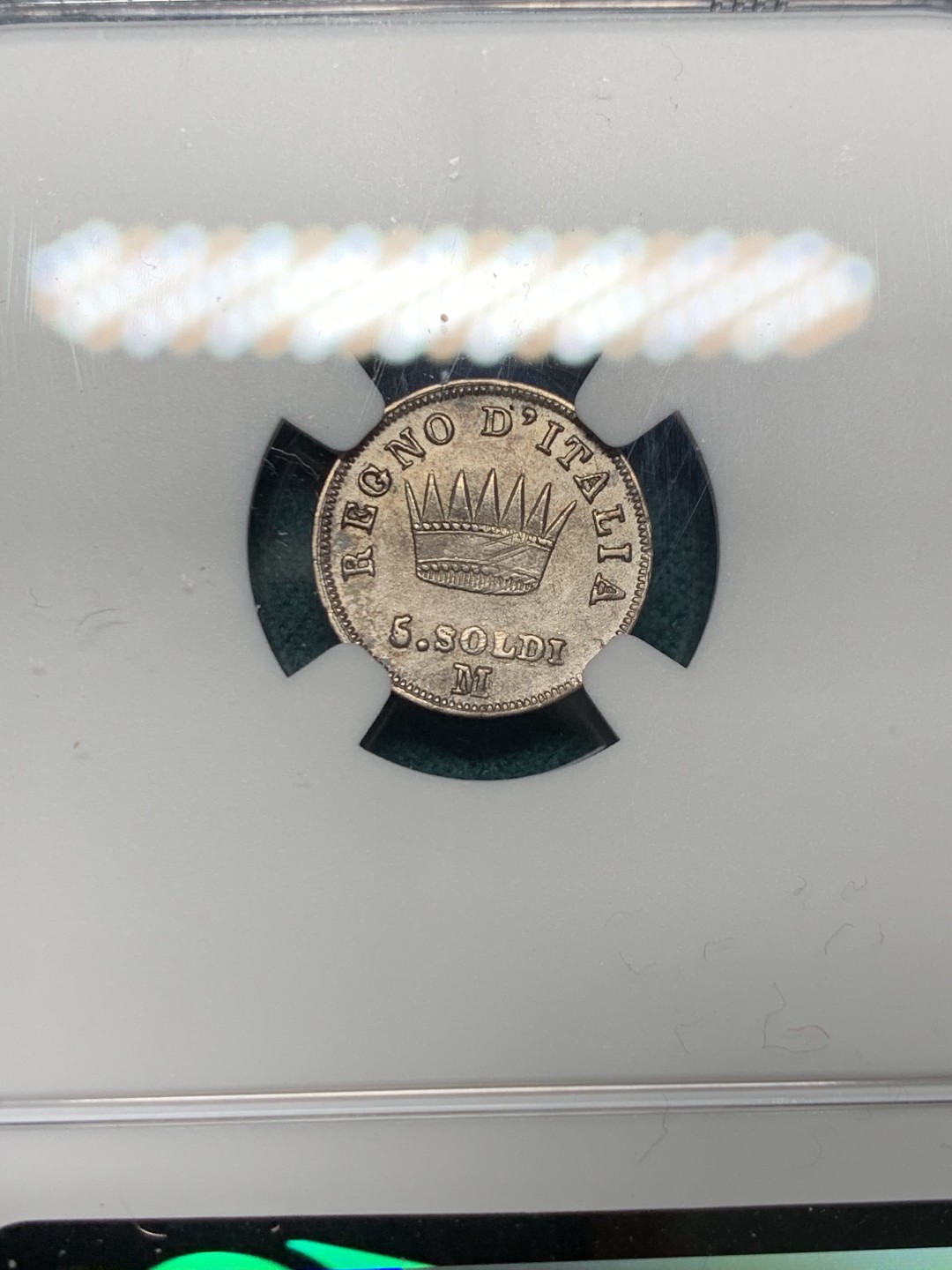 《竞宝斋》第147场-周日，周一 2场 (全场包邮) NGC-MS62 意大利1810-M年 拿破仑一世 5S银币 米兰造 本身就是非常少见的品种 这样的品相就更加难得了