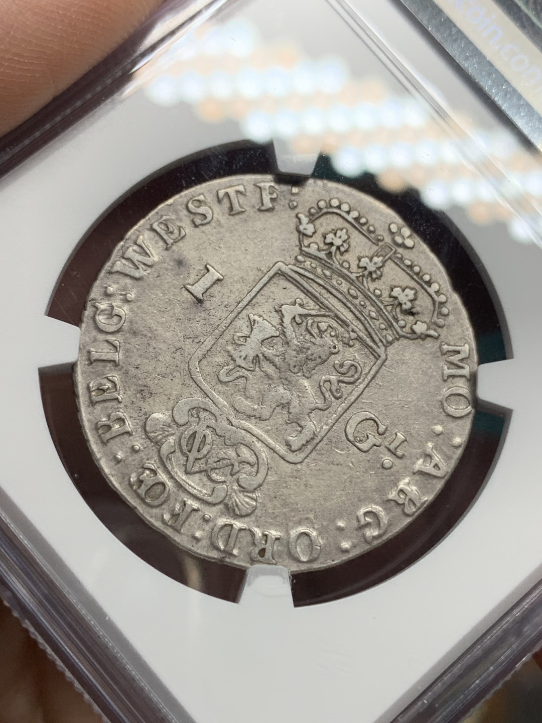 《竞宝斋》第147场-周日，周一 2场 (全场包邮) NGC-XFD 1786年荷兰东印度公司1盾银币 西弗里斯兰产，少见的VOC版