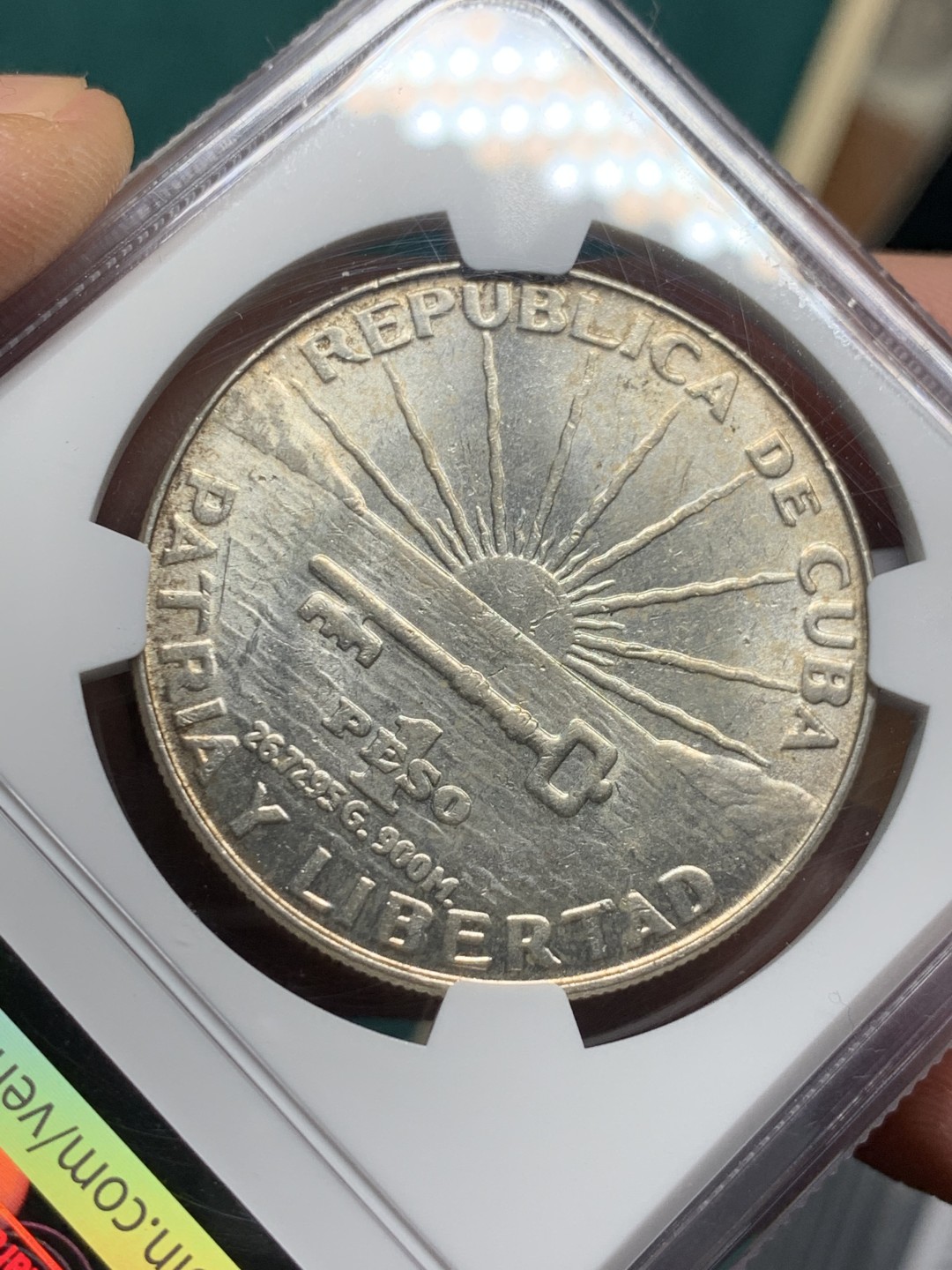 《竞宝斋》第147场-周日，周一 2场 (全场包邮) NGC-AU58 古巴1953年 马丁百年纪念 1比索大银币 原光好品