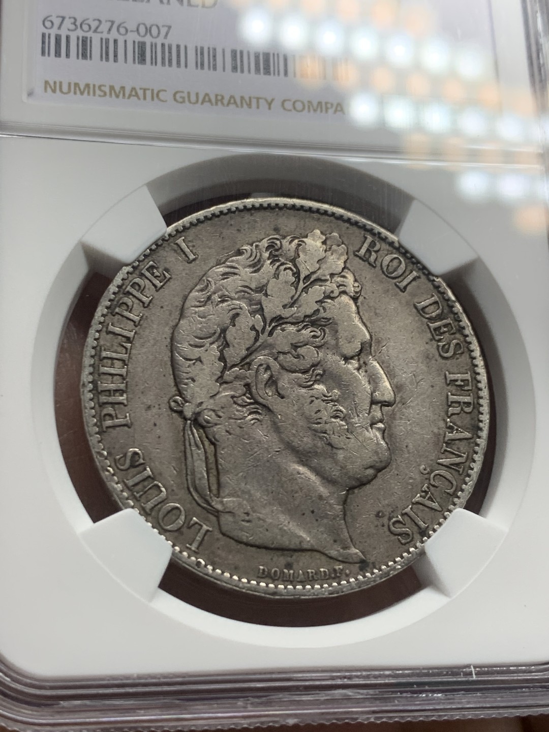 《竞宝斋》第147场-周日，周一 2场 (全场包邮) NGC XF 法国 1846年 菲利普 5法郎银币 流通品质